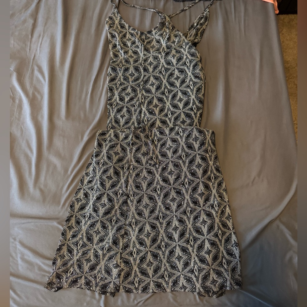 Dee Elle Black and White Geometric Maxi Dress